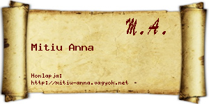 Mitiu Anna névjegykártya